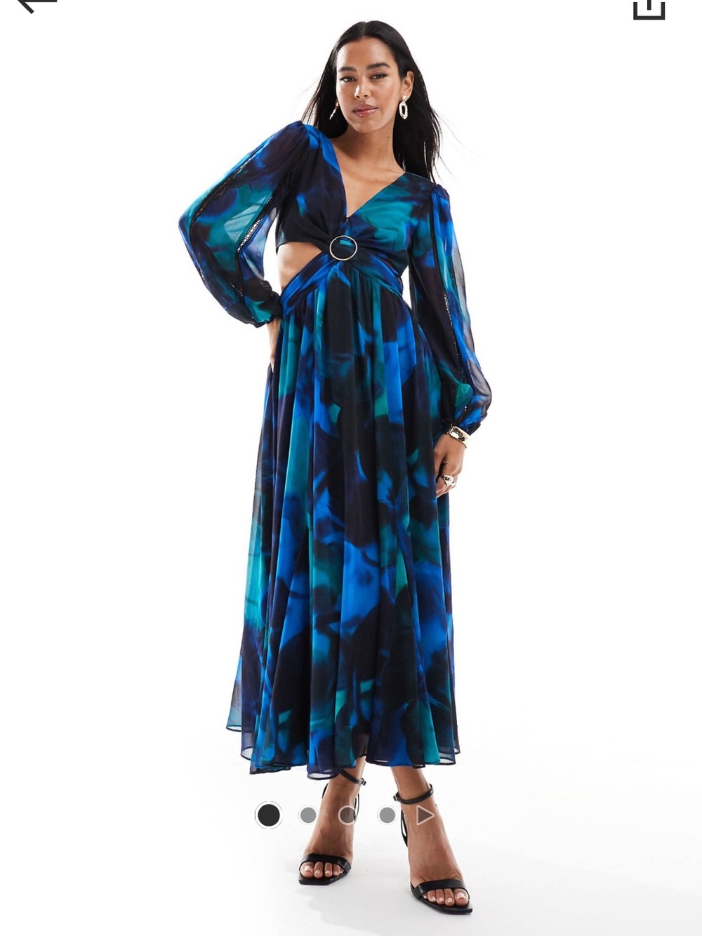 NWOT Forever New Blue & Teal Floral Cutout Maxi Dress